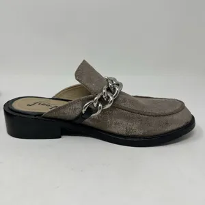 Free People EU‎ 36 Women's Size 5.5-6 Vida Silver Metallic Chain Leather Mules thumbnail 7