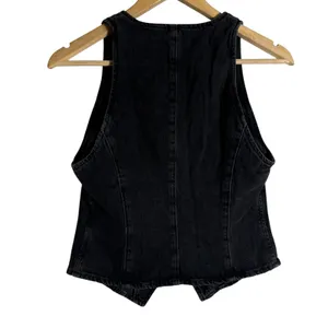 Agolde Heller Sleeveless Black Denim Button Front Structured Vest Spider XS thumbnail 10