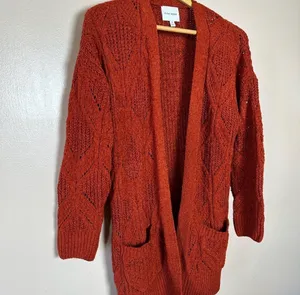 CLEARANCE! Rust Pink Rose Oversized Open Cardigan Size M Like New thumbnail 3