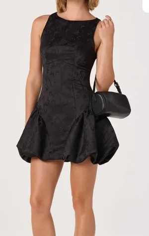 ASTR The Label Black Jacquard Drop Waist Mini Dress NEW Size L thumbnail 1