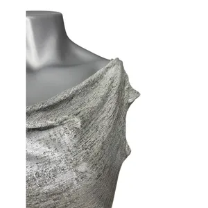 Vince Camuto Women's Silver Metallic Ruched Mini Dress 6 Sheath Cowl Neck thumbnail 7