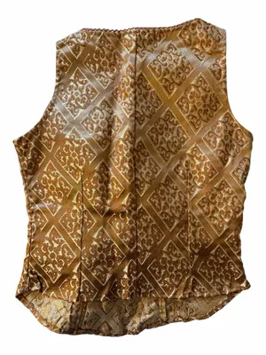 Gold Brocade Lace-Up Women's Corset Vest Top thumbnail 2