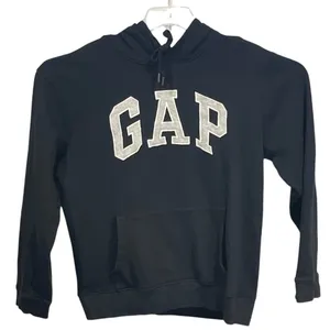 Gap Black Hoodie Sweatshirt M Cotton Blend Pullover With Front Pocket & Gap Logo thumbnail 1