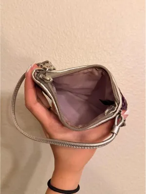 RARE Vintage Sparkly Purple and Silver Coach Wristlet thumbnail 4