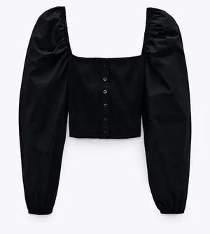 Zara Off the Shoulder Puff Sleeve Corset Top Size L NWT thumbnail 1