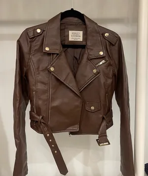 Ashley By 26 International Women's Chocolate Leather Jacket thumbnail 1