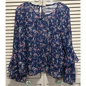 Crave Fame Floral Sheer/Chiffon Keyhole Long Bell Sleeve Size‎ L Flowy Boho thumbnail 5