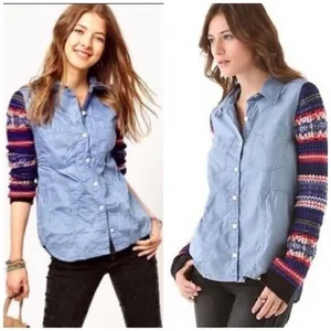 We the Free Fair‎ Isle Chambray Top Small A0002 thumbnail 2