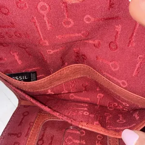 Fossil Red Leather Wallet Long Live Vintage Cards Cash Coin Checkbook Zip & Snap thumbnail 11