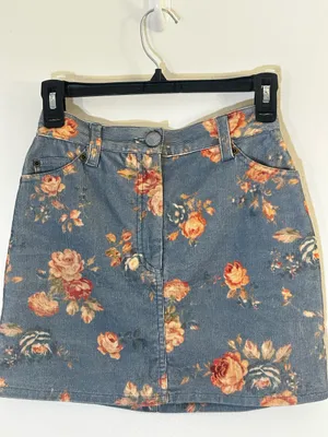LoveShackFancy Floral Denim Skirt thumbnail 1