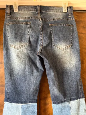 VENUS Patchwork Two Tone Flare Jeans High Rise Wide Leg Denim. Size 6 thumbnail 7