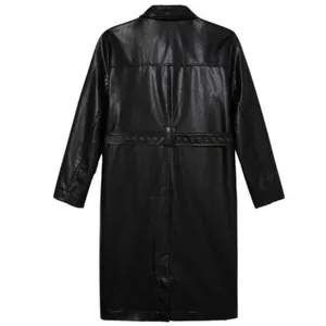 NWT Honor The Gift Vegan Leather Belted Trench Coat S Black Oversized Logo thumbnail 15