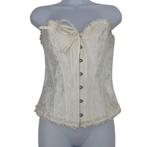 Y2K Coquette Cream Corset Top Sz S Bustier Lace Up Fairycore Bridal Goth thumbnail 2