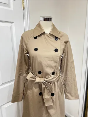 Everlane The Cotton Modern Trench Coat Size XXS Khaki Tan Cornstalk Lined thumbnail 9