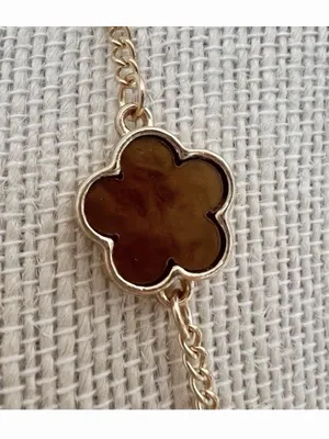 18K Gold Plated Brown Flower Necklace Stainless steel Womens Jewelry thumbnail 6