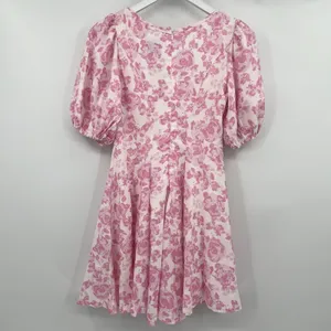Hello Molly Women's 4 Short Sleeve Pink White Floral Mini Dress V-Neck Girly NWT thumbnail 5