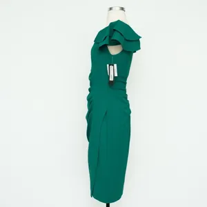 Betsy‎ & Adam | Off Shoulder Ruched Scuba Midi Ruffle Dress. thumbnail 6