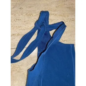 Free People Movement Cropped Pants Slit Hems W‎ Long Strap Sz M Blue thumbnail 5