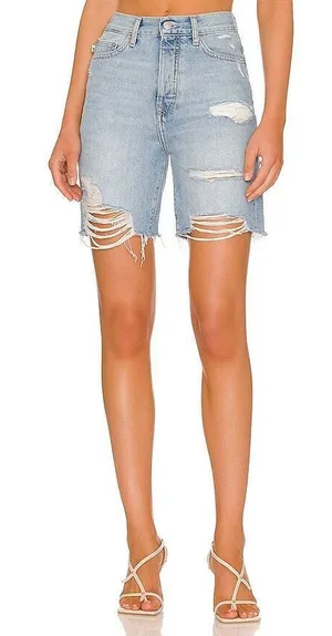 Lovers and Friends Devon High Rise 90s Cut Off Denim Shorts Distressed Size 26 thumbnail 1