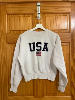 1897 Size Medium White USA Crewneck Sweatshirt thumbnail 2