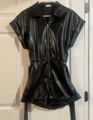 leather romper Black thumbnail 1