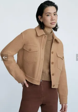Wilfred Free Shirt Jacket Womens Size M Tan Autumn Shacket Merino Wool Aritzia thumbnail 1