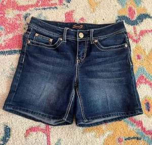 Size 4 Seven7 Dark Blue Denim Shorts thumbnail 1