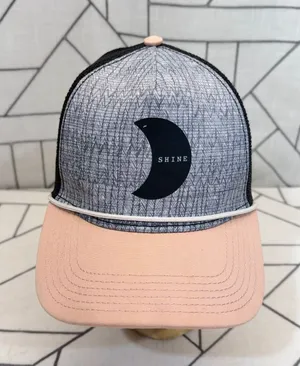 Prana Trucker Hat OS Peach Grey Black Shine Moon Snapback Mesh Cap‎ thumbnail 1