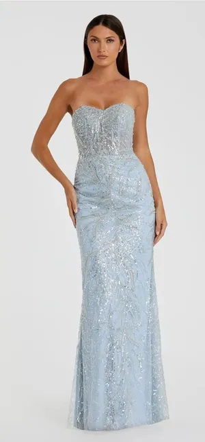 MAC DUGGAL 20544 Blue Strapless Embellished Trumpet Gown sz 8 thumbnail 1