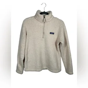 Patagonia Los Gatos‎ 1/4 Zip Fleece Women M Cream Sherpa Pullover thumbnail 3