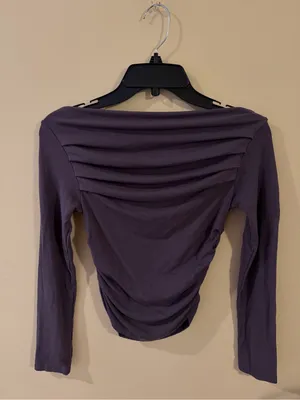 Ruched Off-Shoulder Long Sleeve Top - Charcoal Gray NEVER WORN thumbnail 4