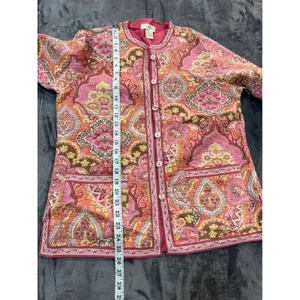 Appleseed's Reversible Quilted Jacket Womens Pink Paisley Floral M thumbnail 7