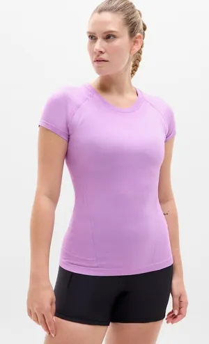 New Athleta L Momentum Seamless Short Sleeve Tee Wildflower Violet Large thumbnail 1