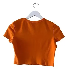 Zara Orange Short Sleeves Cropped Crewneck Basic TShirt SZ M #1706 thumbnail 6