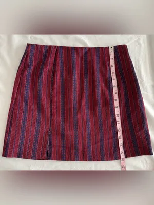 Mi Ami Burgundy Boho Striped Mini Skirt Size Medium Red thumbnail 6