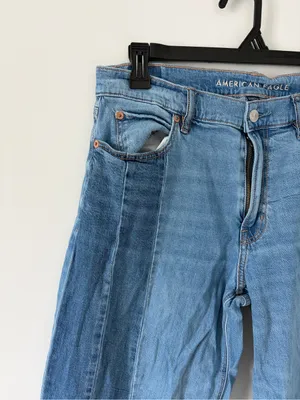 American Eagle Low Rise Ultra Wide Leg Baggy y2k punk grunge Jeans Blue 8 thumbnail 2