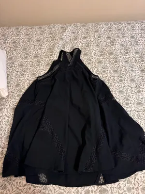 Free People Black Lace-Trim Slip Dress thumbnail 2