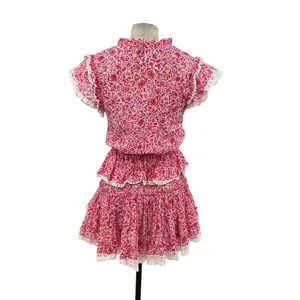 Misa Los Angeles‎ Lilian Dress Tiered Ruffle Animal Floral Print Pink Size XS thumbnail 11