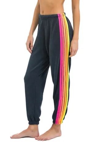 Aviator Nation Sweatpants 5 STRIPE SWEATPANTS CHARCOAL NEON thumbnail 1