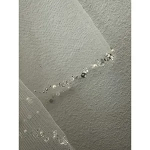Beaded Pearl Crystal Detail Sheer Wedding Veil Metal Comb NEW without Tags thumbnail 2