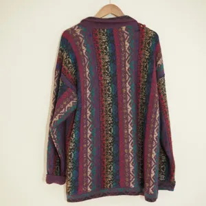 Vintage Retro Alpaca Grandpacore Cardigan Purple Fair Vintage Peru Knit Grunge thumbnail 6