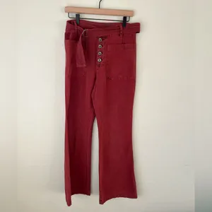 Free People Corin Flare Boho Button Fly Pants Red Size Women’s 8 thumbnail 4