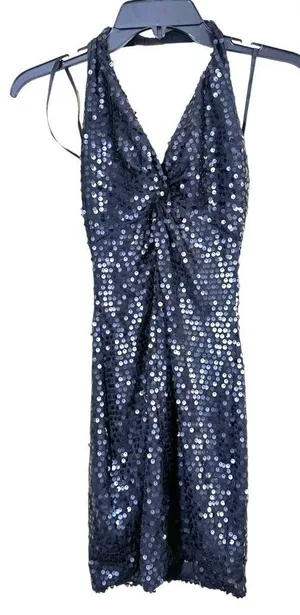 Vintage Frederic’s Of Hollywood Black Sequin Halter Dress Size Small thumbnail 1