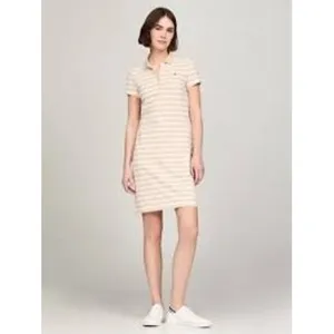Tommy Hilfiger Polo Dress Womens XXS Tan‎ White Striped Slim Fit Preppy Sporty thumbnail 3