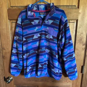 Patagonia sweater! Purple geometric quarter snap fleece pullover women’s size XL thumbnail 2