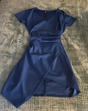 Royal Blue Wrap Front Dress thumbnail 1