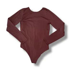 Abercrombie Fitch Soft A&F Collection Long Sleeve V Neck Brown‎ Bodysuit M thumbnail 1