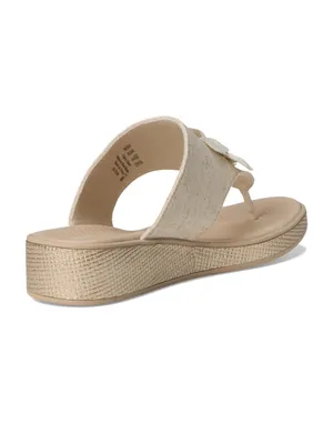 NEW LifeStride Bloom Wedge lightweight wedge Flip flop thong Sandal beige 8 wide thumbnail 5