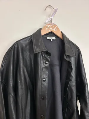 FRNCH Black Faux Leather Shirt/ ernaux dress in bordeaux thumbnail 6