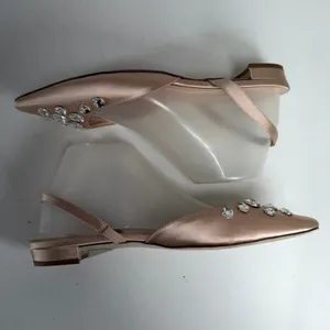 J.Crew 8.5 Blossom Slingback Flats Satin Rose Gold Crystal Embellished Shoes thumbnail 3